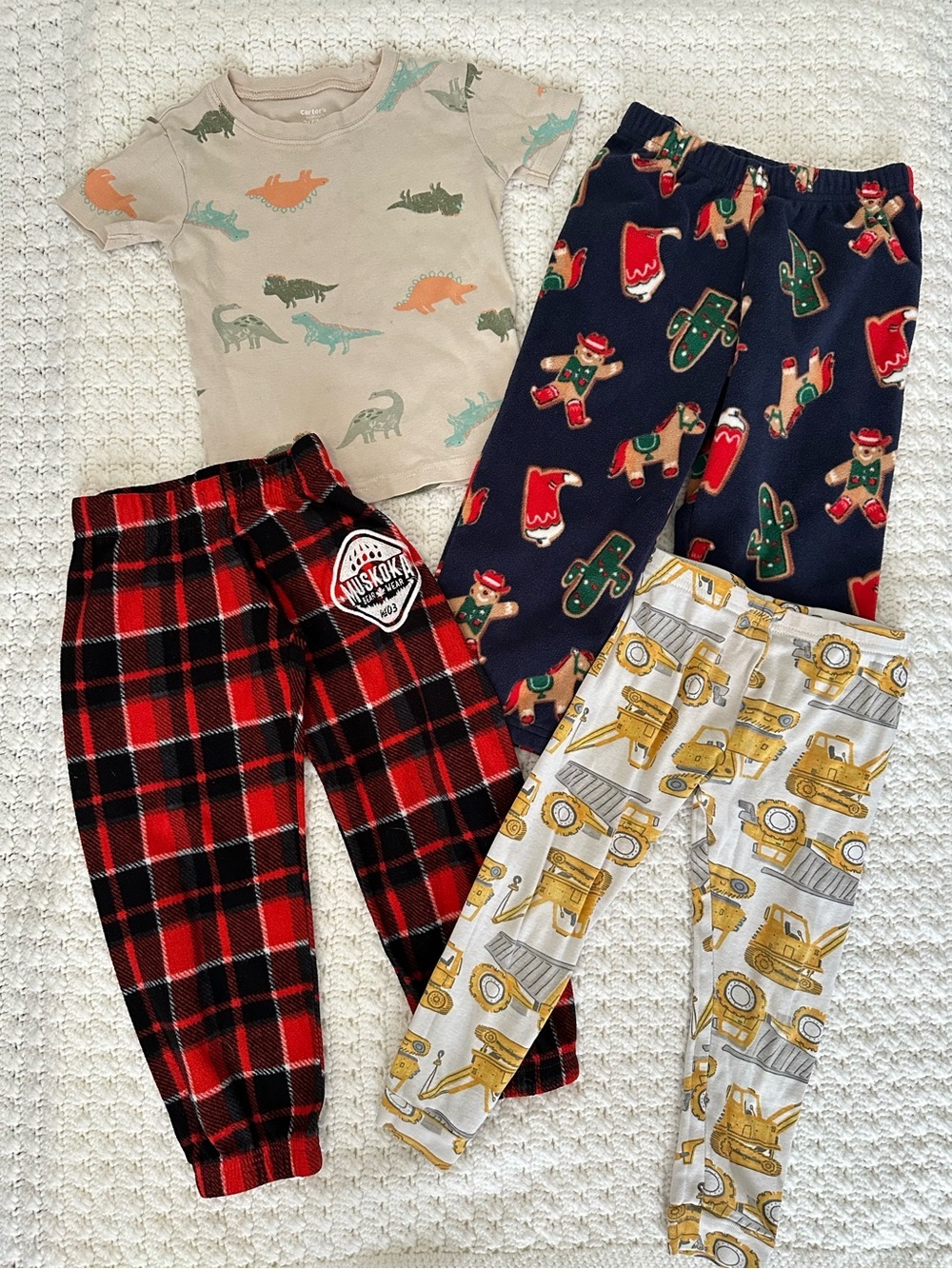 Mixed Lot of 3T Toddler Kids Pajama Peices Dinosaur Short-Sleeve Plaid Western